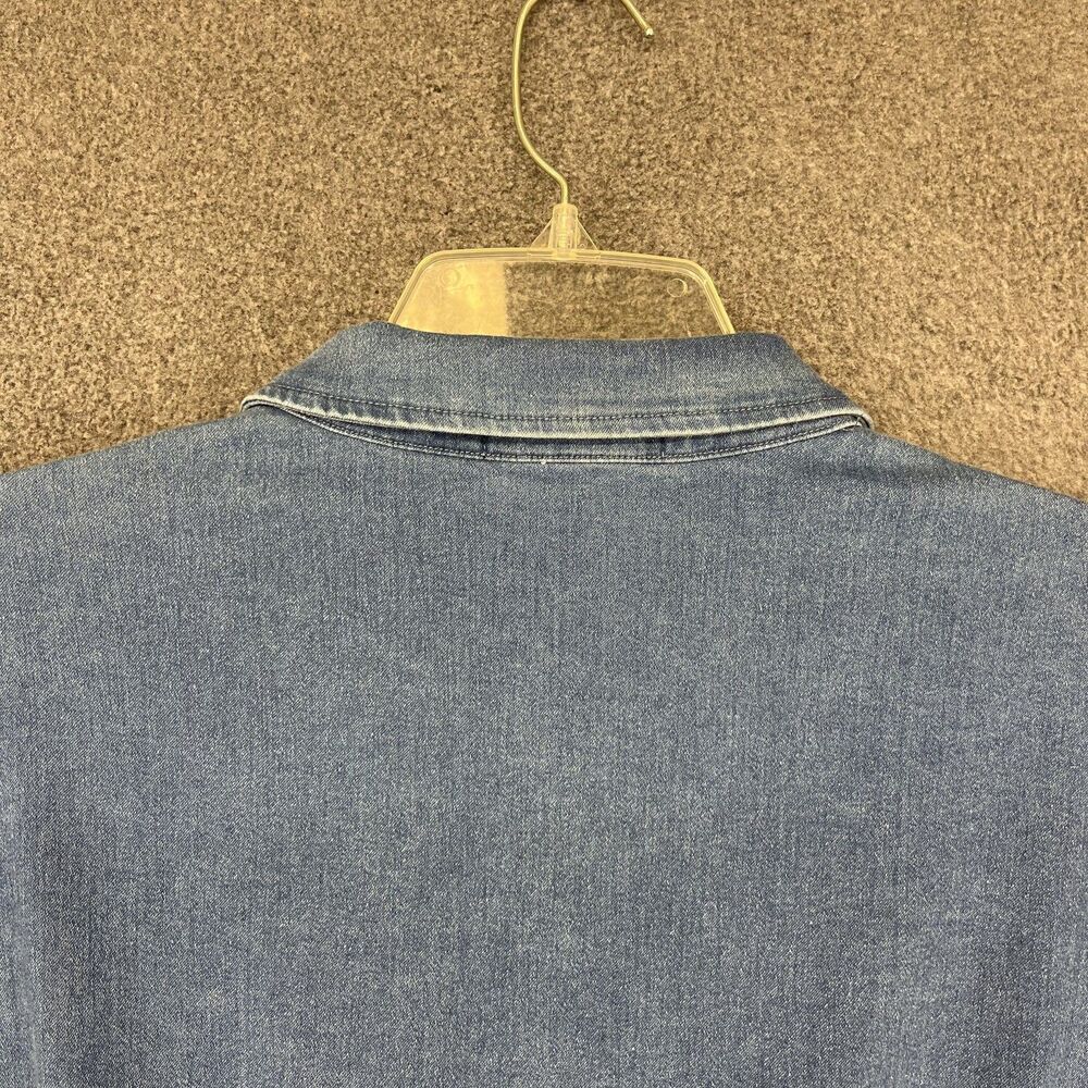 C'est Toi Jumpsuit Womens Large Denim Long Sleeve Zip‎ Up Belted Elastic Waist - Picture 15 of 16
